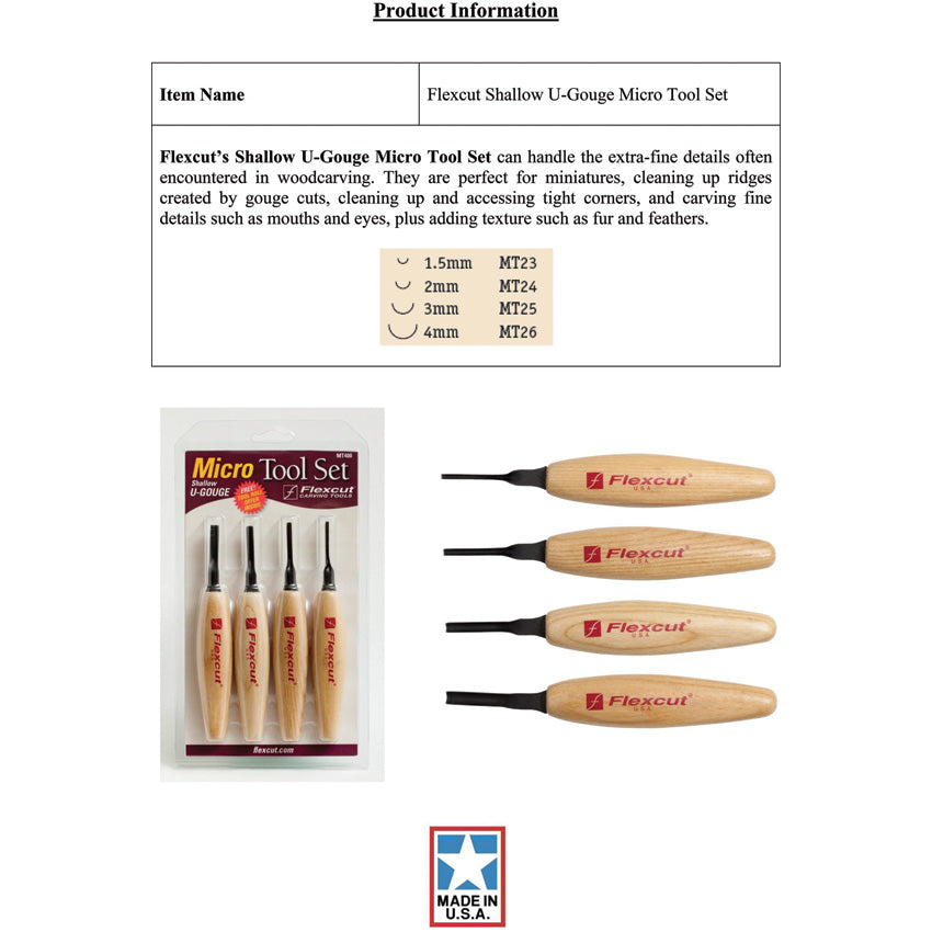 Shallow U-Gouge Micro Tool Set - FLEXMT400