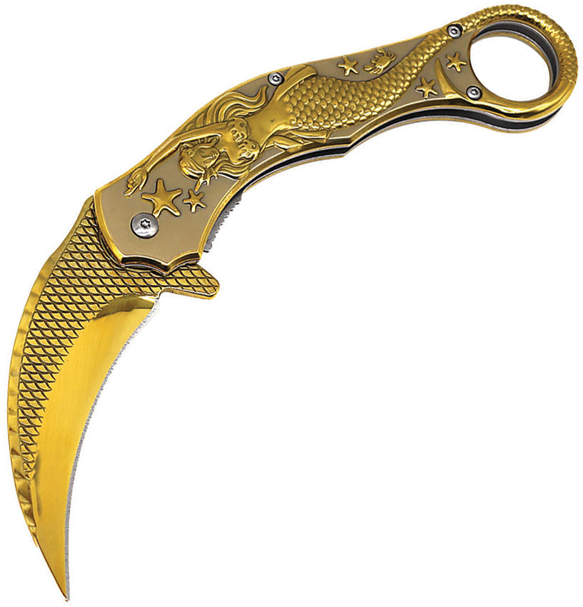 Mermaid Karambit Linerlock Gld - EE10A120GD