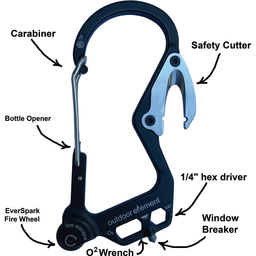 Fire Escape Carabiner Black - ODEFEBK