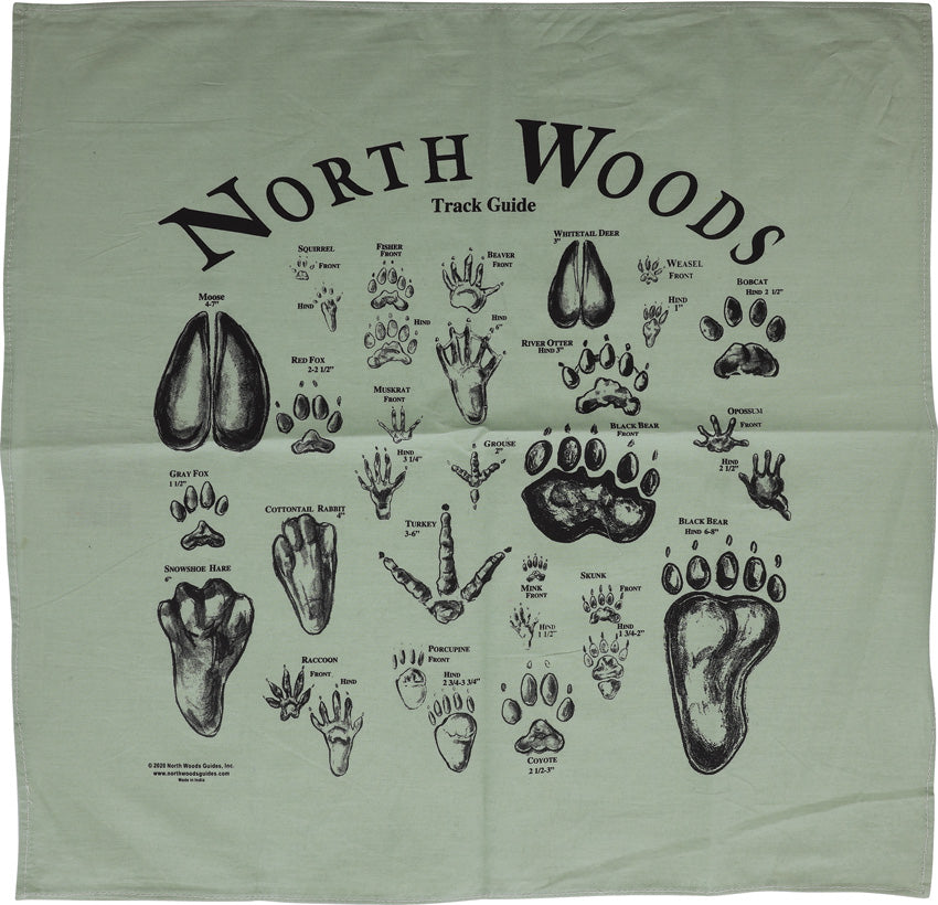Animal Track Bandana Green - NWG002ATBG
