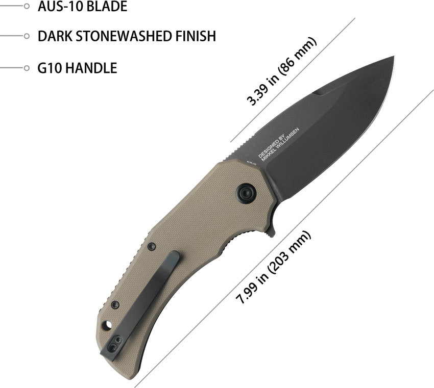 Bravo 1 Linerlock Tan Black - KUB319D