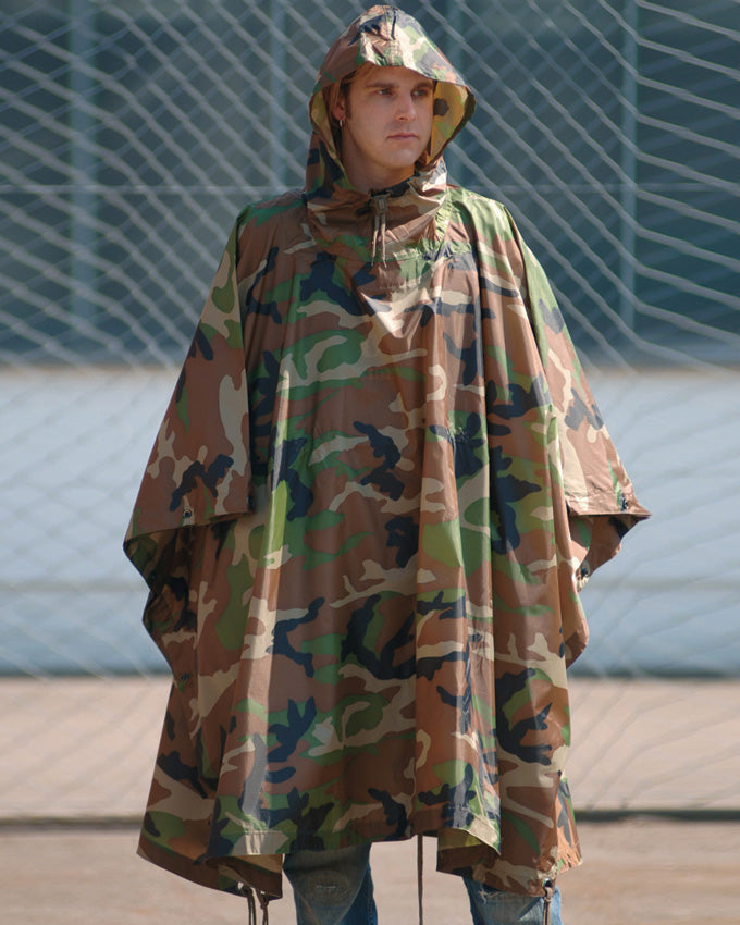 Woodland Camo Ripstop Poncho - M4459