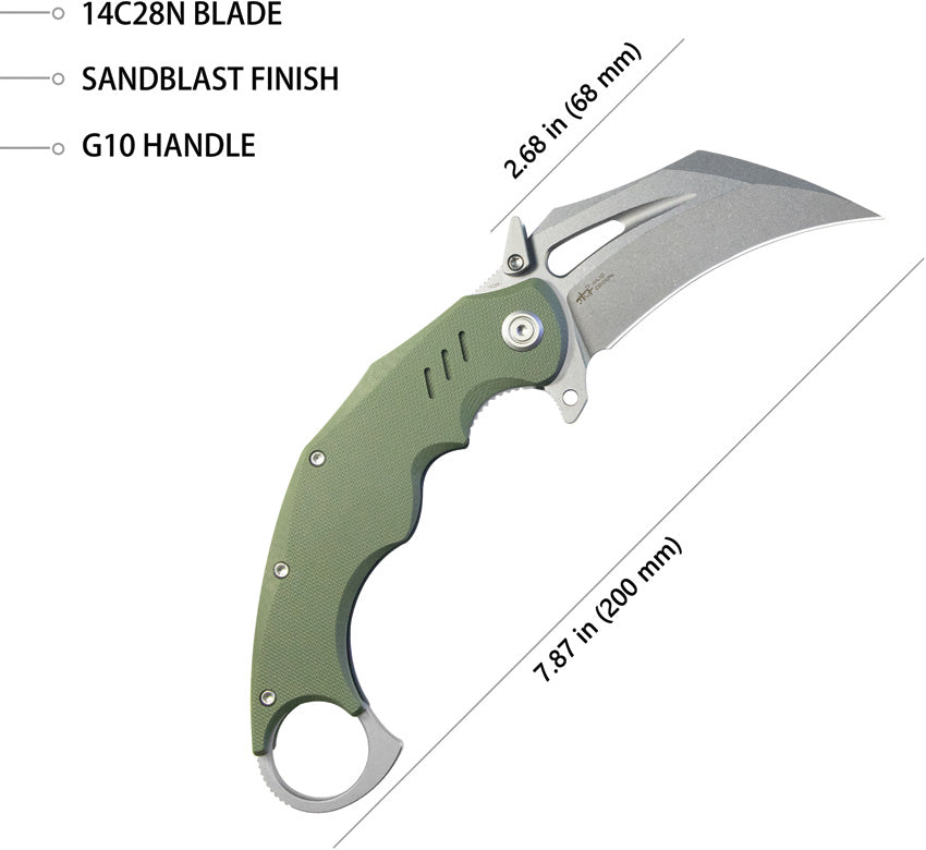 Wrath Karambit Linerlock Green - KUB261B
