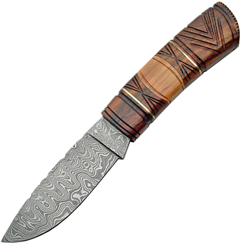 Fixed Blade Carved Wood Handle - DM1083