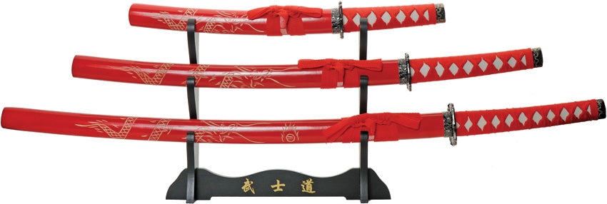 3pc Dragon Sword Set Red - CN926970RD