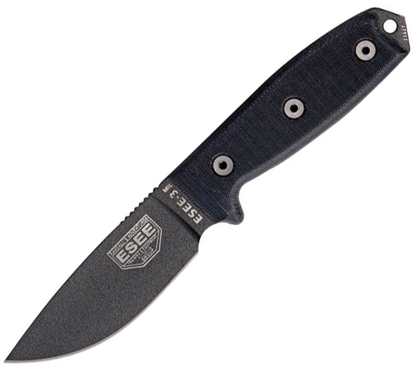 Model 3 Black G10 Plain Edge - ES3MILPBLK