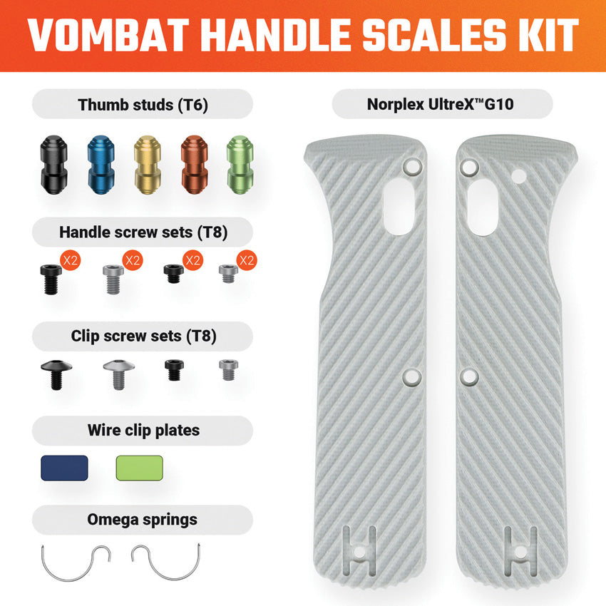 Vombat Handle Scales Gray G10 - VOSW0104