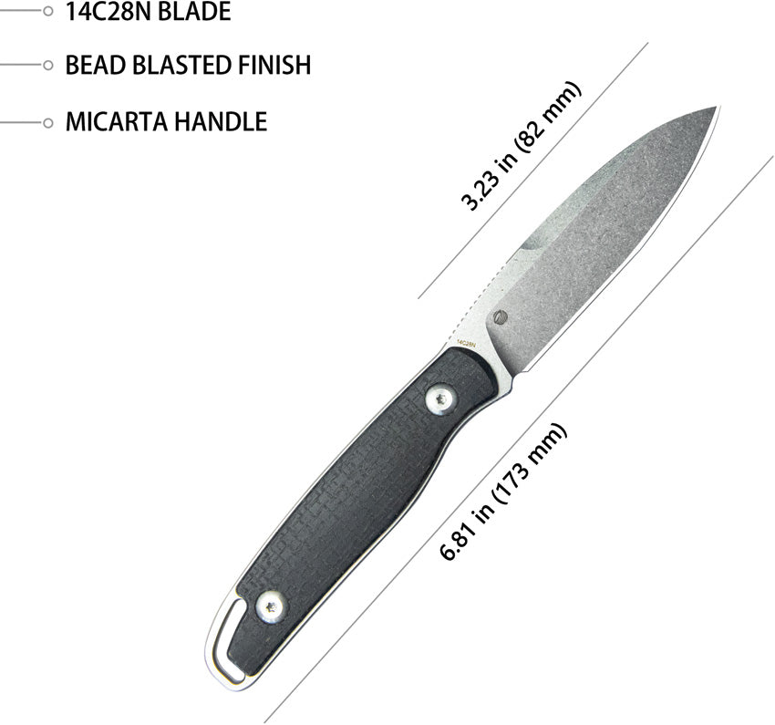 Dust Devil Fixed Blade Black - KUB357A