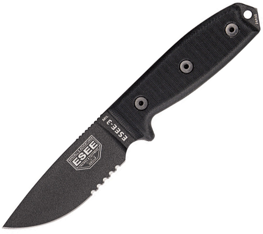 Model 3 Black G10 Serrated - ES3MILSBLK