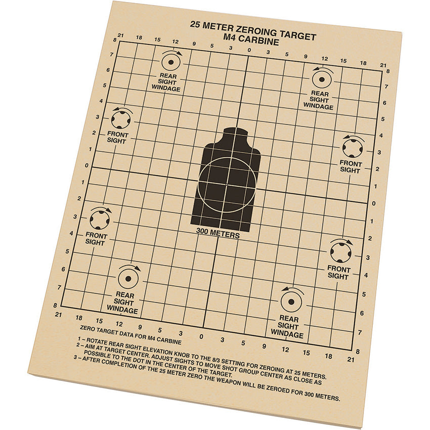 25m Zeroing Target Sheets 100 - RITR9125