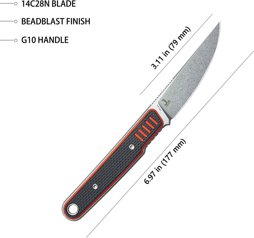 JL Fixie Fixed Blade Blk/Red - KUB355A