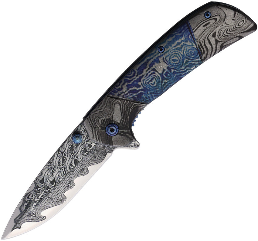 Damascus Etched Linerlock A/O - EE10A54BLD