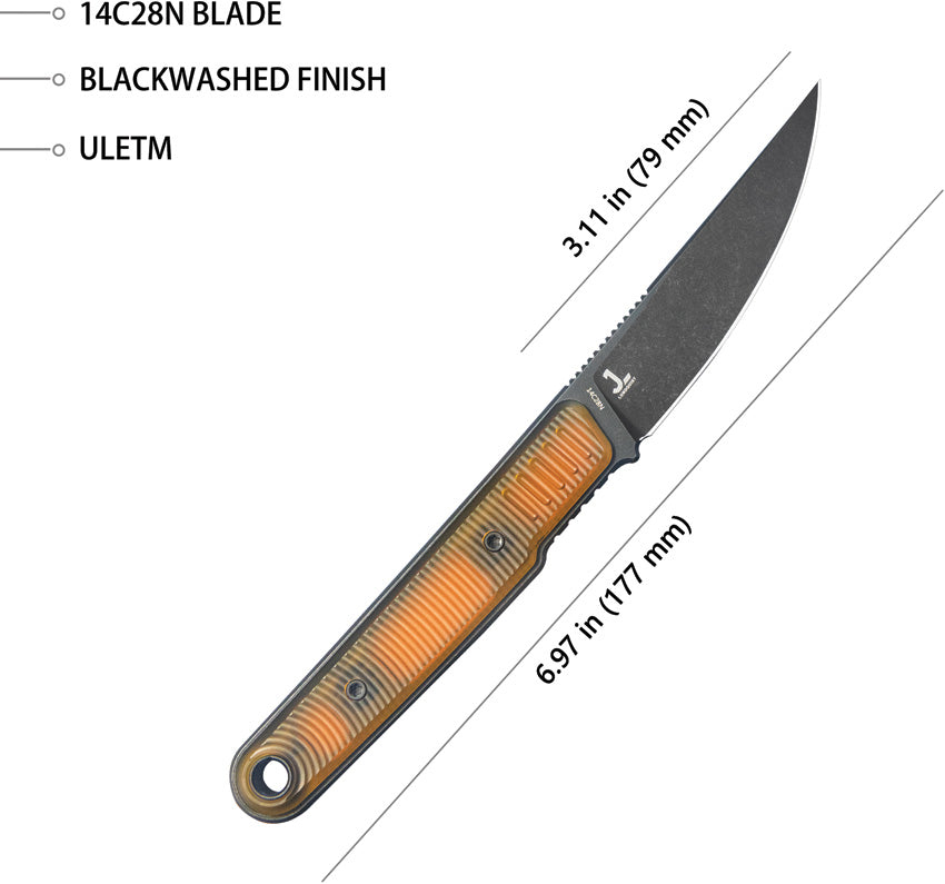 JL Fixie Fixed Blade Ultem Blk - KUB355D