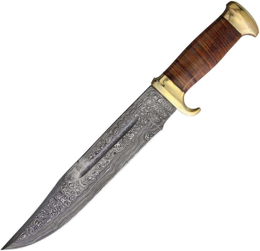 Damascus Bowie Stacked Leather - MR586