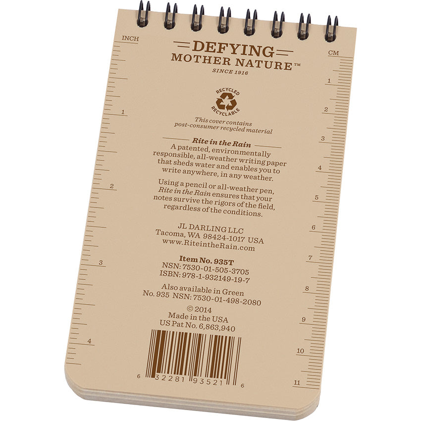 3 x 5 Top Spiral Notebook Tan - RITR935T