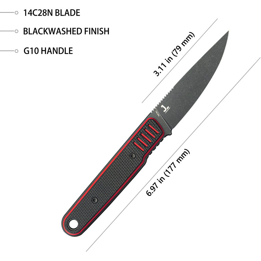 JL Fixed Blade Black/Red - KUB356A