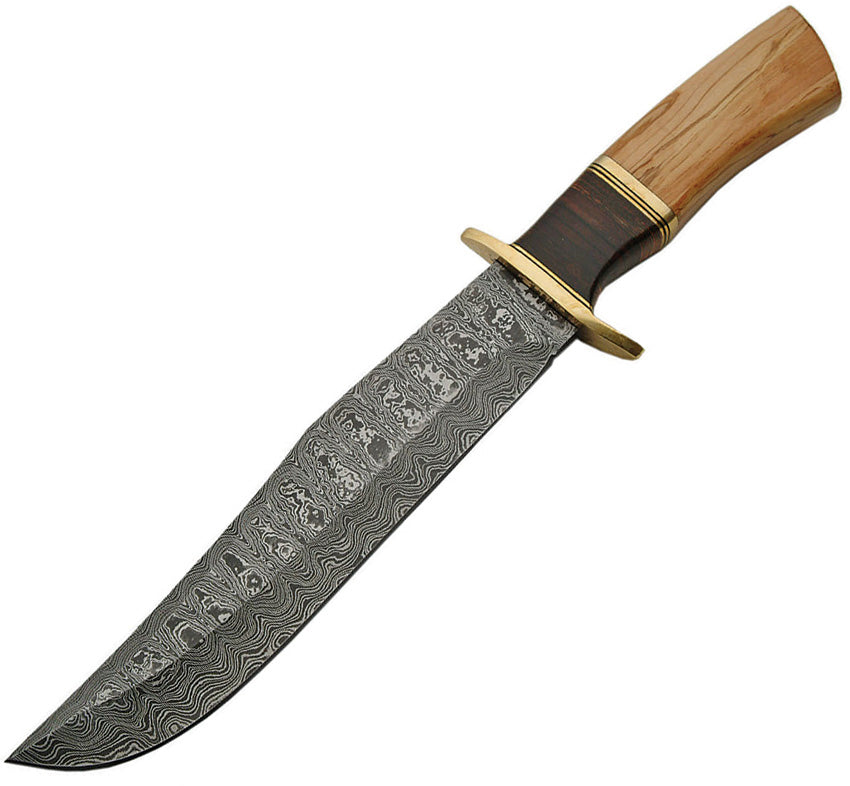 Olive Wood Damascus Bowie - DM1132