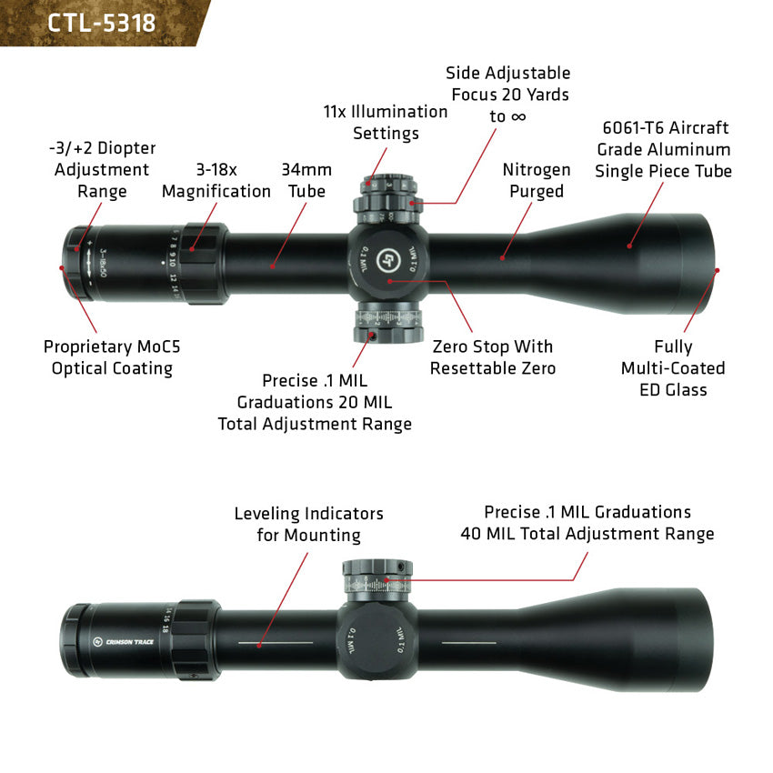 5-Series Rifle Scope 3-18x50mm - CMTCTL5318