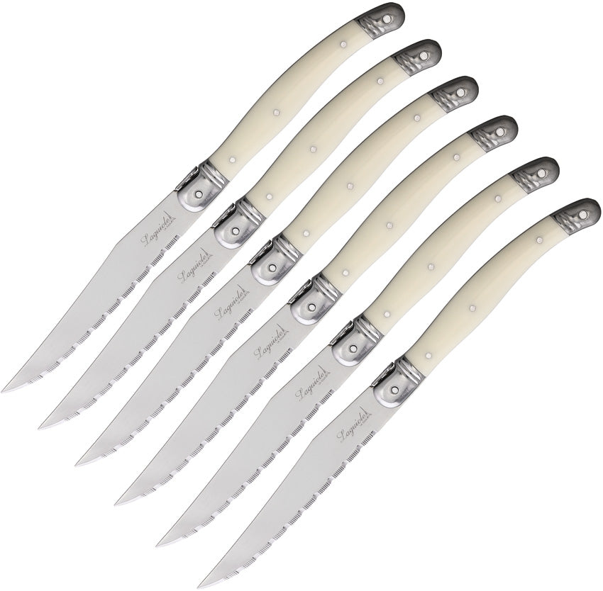 6 pc Steak Knife Set White - LAG6W