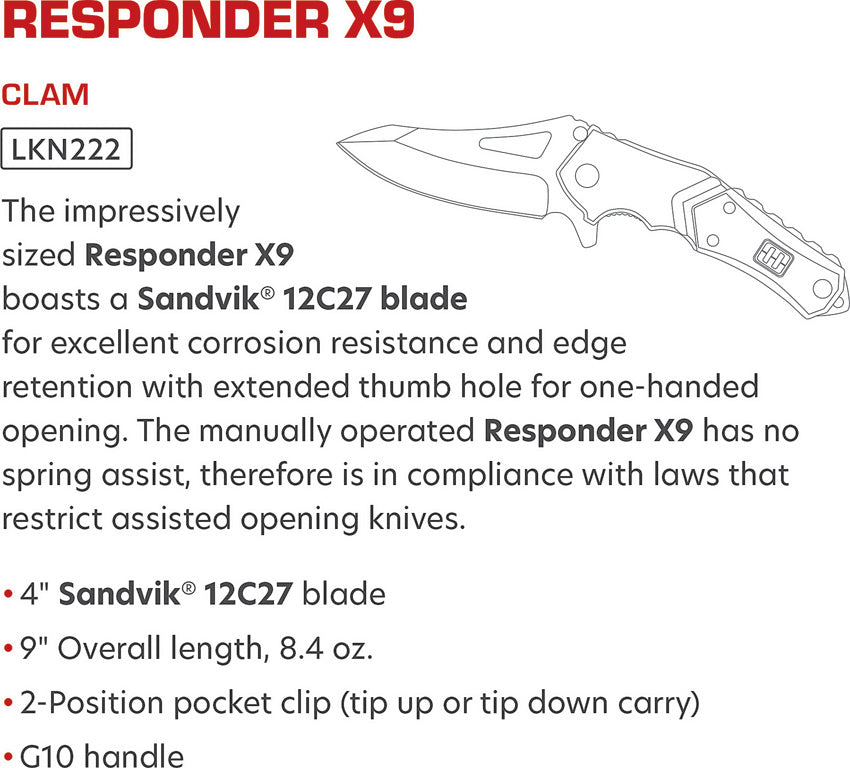 LKN222 Responder X9 Linerlock - LKN222