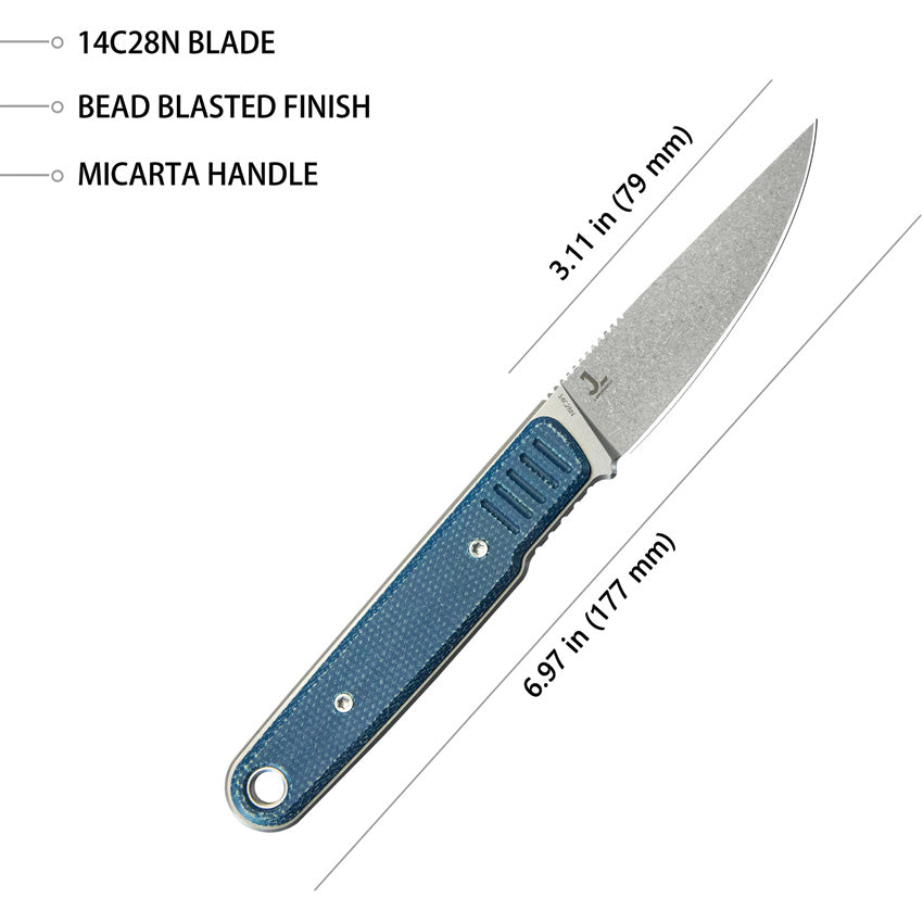 JL Fixed Blade Blue Micarta - KUB356B