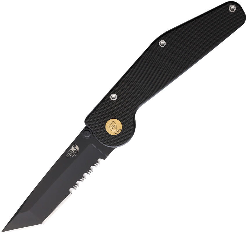 Auto Button Lock Tanto Serrate - GT304