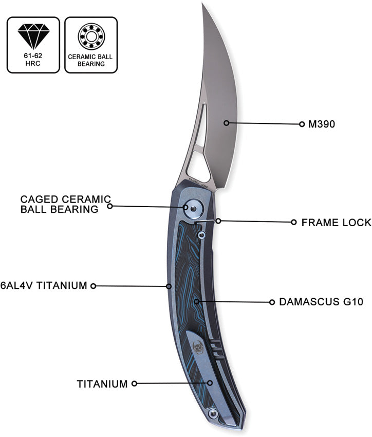 Kamasu Framelock G10/Ti Blue - CVLC06BCE