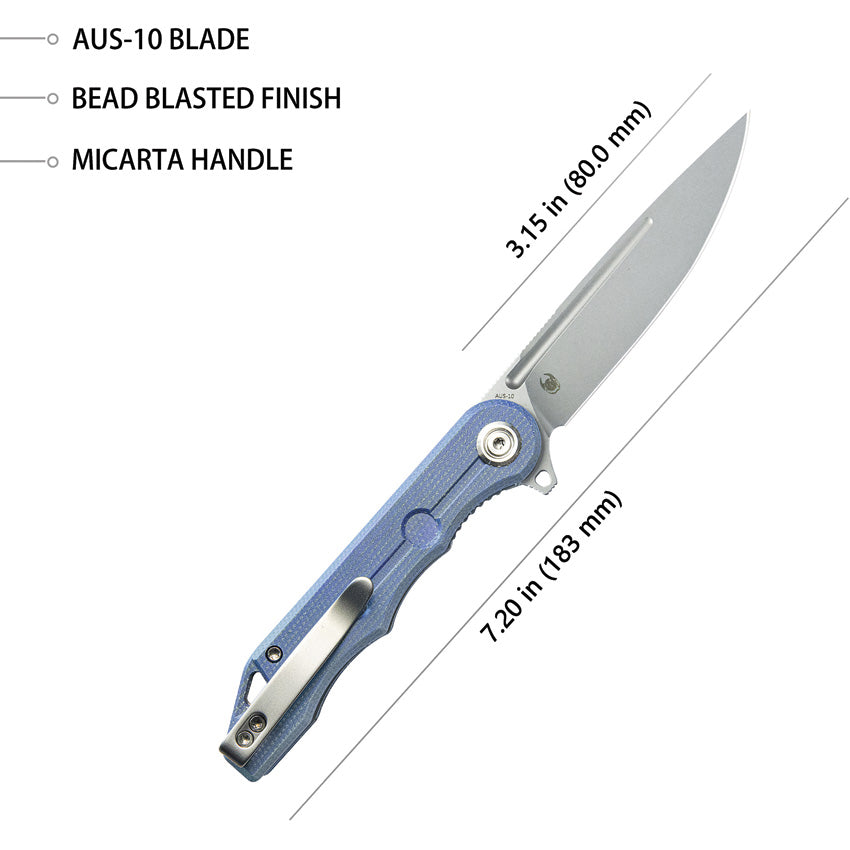 Mizo Linerlock Blue Micarta - KUB312O