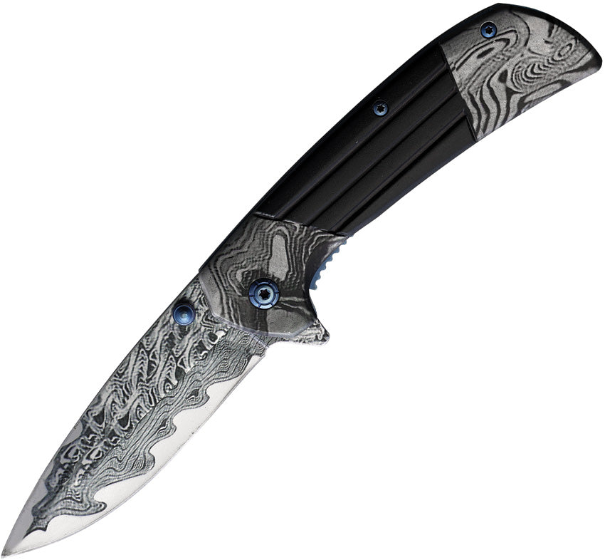 Damascus Etched Linerlock A/O - EE10A54BKD